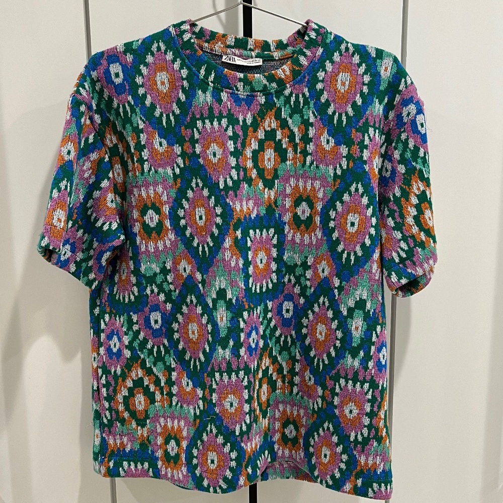 Crochet Knit Granny Square Shirt